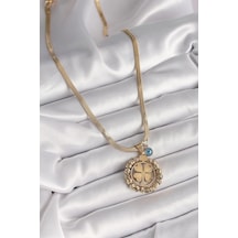Mey İthalat 316l Çelik Gold Renk İtalyan Zincir Dorika Yonca Model Nazar Boncuk Detay Kadın Kolye - Özel Seri Meyeb67b73813a0a2d41d4b056bdb altın