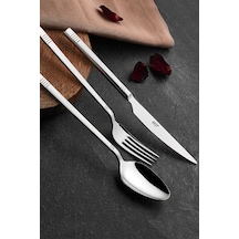 Avcı Duru 36 Parça Çatal Kaşık Bıçak Takımı 18-10 Paslanmaz Çelik Gümüş