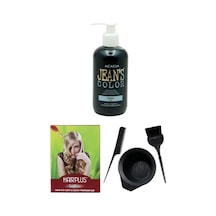 Yeşil 250 ml Jeans Color Saç Boyası Saç Açıcı Ve Fluweel Saç Boya Kabı Seti