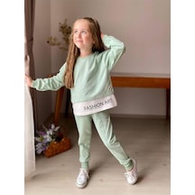 Kiz Çocuk Eşofman Takımı. Stitch Baskılı 2li Kız Çocuk Takımı. Yeşil