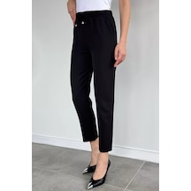 Genel Markalar Siyah Kadın Bel Lastikli Kumaş Pantolon Siyah - 896229473 Siyah