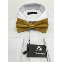 Brianze Gold Düz Renk Saten Papyon Gold