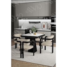 Avvio Nero Lake Mdf Ayak Tokyo Demonte Sandalye 80x80 Yemek Masası Mutfak Masası 4 Kişilik Beyaz