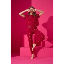 Eliz 7001-13-kp Kısa Kol Pamuk Kadın Pijama Takımı Kırmızı