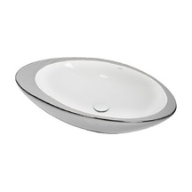 Lucco Gocce 74 CM Elips Lavabo Içi Beyaz Dışı Gümüş