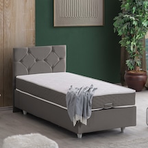 Glamis Tek Kişilik Baza Başlık Letto Yatak Seti - Gri 120 x 200