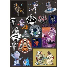 Retro Uzay Sticker Set 5 20 Parça Telefon, Tablet, Defter, Laptop Sticker