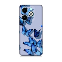 İnfinix Hot 40i Uyumlu Mavi Kelebekler Desenli Silikon Kılıf