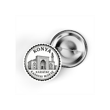 5 Adet İğneli Çanta Rozeti - Karatay Medresesi - Konya - 44 MM Çok Renkli