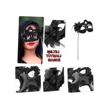 Buğz Siyah Işıltılı Tutmalı Fotoğraf Çekimi Maskesi 18x29 Cm