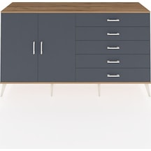 Hyperion Konsol 4 Raflı 5 Çekmeceli 2 Kapaklı 176x44x99 Çam-antrasit Atlas Çam/antrasıt - Atlas Çam