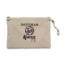 Shotokan Karate Logo Krem Clutch Astarlı Cüzdan / El Çantası Krem