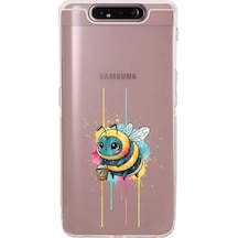 Samsung Galaxy A90 İle Uyumlu Splash Arı Tasarımlı Şeffaf Silikon Kılıf Şeffaf
