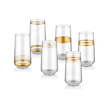 The Mia Lınes Su Bardağı Uzun 6'lı Set -Gold