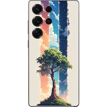 Samsung Galaxy S25 Ultra Uyumlu Yalnız Ağaç Dört Mevsim Baskılı Silikon Kılıf Renkli