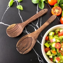 Doğal Ahşap 6 Parça Mutfak Gereçleri Seti Yemek Pişirme Ve Servis Seti Kaşık, Spatula, Kevgir, Salata Servis Kaşığı Sağlıklı, Dayanıklı Ve Şık Tasarım