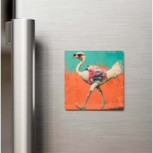 Ostrich - Devekuşu - Güneş Gözlüklü Style - Buzdolap Magneti - 9x9 Cm