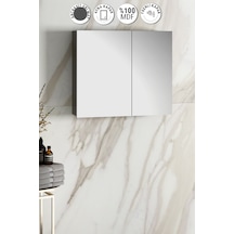 Çiğdem 80 Cm Antrasit Gri Mat Mdf Aynalı Asma Banyo Üst Dolabı Antrasit - Gri