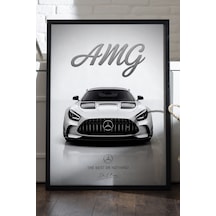 Mercedes Amg Gt Black Series Siyah Ahşap Çerçeveli Poster, Dekoratif Araba Duvar Tablosu