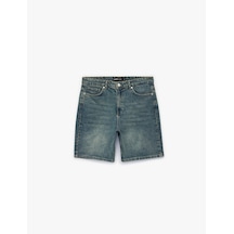 Koton Rahat Kalıp Pamuklu Bermuda Jean Şort Petrol 6sam40229nd