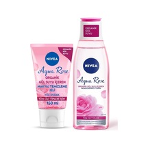 Aqua Rose Organik Gül Suyu İçerikli Yüz Temizleme Jeli 150ml Ve Nemlendirici Tonik 200ml, Makyaj Temizleyici, Yüz Bakım