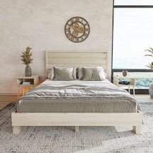 Hüma Model Doğal Çam Ahşap Karyola Ve İki Komodin Set Yatay -283 90 x 190