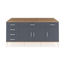 Kronos Konsol 2 Raflı 6 Çekmeceli 3 Kapaklı 176x59x83 Çam-antrasit/antrasit Antrasit/antrasit