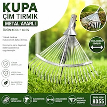 Metal Ayarlı Çim Tırmığı Kırılmaz Gövde Yaylı Dişler Extra Güçlü Kup:8055