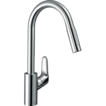 Hansgrohe Focus M41 Tek Kollu Eviye Bataryası 240, Çekilebilir El Duşu, 2jet 31815000 Parlak Krom