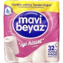 Mavi Beyaz Tuvalet Kağıdı, 32 Rulo, 2 Katlı, Uv Sterilize