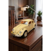 Nostaljik Beetle Vosvos Oyuncak Araba - 17cm Büyük Boy - Sesli Işıklı Ve Sürtmeli - Sarı Model Araba Çok Renkli