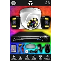 Turkno 3 Kameralı Ultia 1 İç Kamera Set HDD'siz 5 MP 2K Net Renkli Gece Görüşlü Güvenlik Kamerası Sistemi