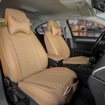 Peugeot 207 Uyumlu Lüks Deri Oto Koltuk Kılıfı Ön Arka Takım Bej Exc