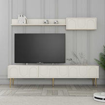 Variant Lyon Duvar Raflı Tv Ünitesi - Krem / Altın