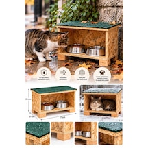 Reyo Çok Amaçlı Kedi Kutusu, Mama Ve Su İstasyonu, Kedi Yuvası, Su Ve Rüzgar Geçirmez Membran Kaplı, 37x21x25 Cm Monteli Teslimat Catmi2