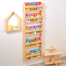 Çocuk Odası Eğitici Montessori Mobilya Kitaplık Raf Duvar  Rafı