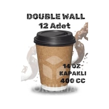 14 Oz Double Wall Kapaklı Karton Bardak Ekstra Kalın Sıcak İçecek Bardağı Diğer