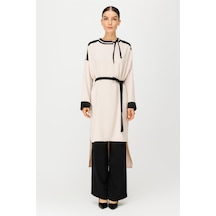 Yakası Taş İşleme Detaylı Kuşaklı Tunik Pantolon Takım Taş-taş Taş Yakası Taş İşleme Detaylı Kuşaklı Tunik Pantolon Takım Taş-taş Taş