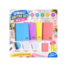 Spiralli Defter Seti 17x24 Cm 120 Yaprak 4'lü Set 2çizgili 2 Kareli Karışık Set - 921869814 Karışık Set
