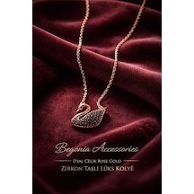 İthal Çelik Rose Gold Kolye Zincir Set Figürlü Zirkon Taşlı Paslanmaz Kararmaz Unisex 45cm+5cm Boy - 13 Rose Gold
