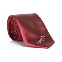 Gaffy Atatürk İmza Desenli Dokuma Bordo Kravat - Ak-21 Bordo