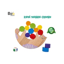 4 Adet Bee Smart Doğal Ahşap Kedi Denge Oyunu Çok Renkli