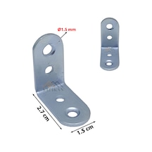 25 ad. L Demir Gönye Köşebent 15x27x27mm - Mobilya Dolap Raf Ahşap Köşe Bağlantı Aparatı