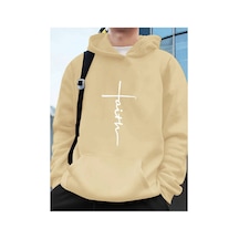 Medinenur Faith Baskılı Kapüşonlu Sweatshirt Bej