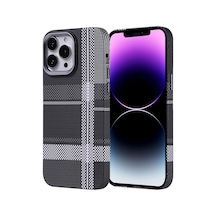Apple iPhone Uyumlu 14 Pro Max Kılıf Ultra İnce Magsafe Karbon Fiber Görünümlü İnce Hafif Pazarplus Gri-Siyah
