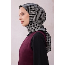 BELLİ Çiçek Desen İpek Twill Eşarp 4203d01 Siyah -taş - 09