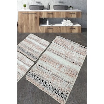 Raquel Banyo Halısı Djt 3 Lü Set Banyo Halısı Paspas Yıkanabilir Kaymaz Çok Renkli