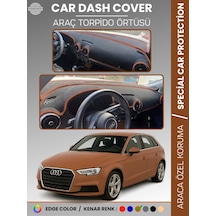 Audi A3 2013-2020 Torpido Örtüsü Ön Göğüs Koruma Torpido Koruma Araca Özel Kaymaz Kolay Montaj Kahverengi