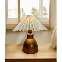 Umbrella Abajur Masa Lambası Elektrik Ile Çalışır Modern Abajur Bej Gold