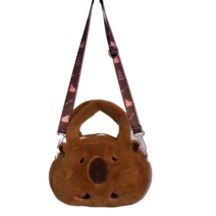 Sevimli Ve Çok Yönlü Capibala Peluş Çapraz Askılı Çanta Kahverengi